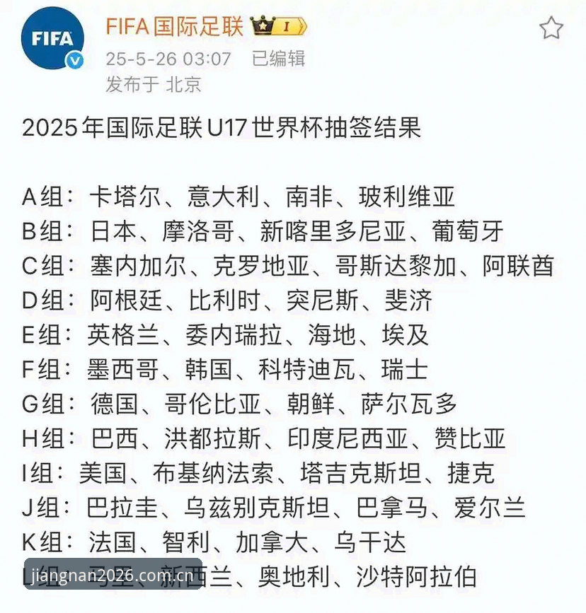 U17世界杯抽签结果解读教程：中国足球小将对手分析与江南体育观赛指南